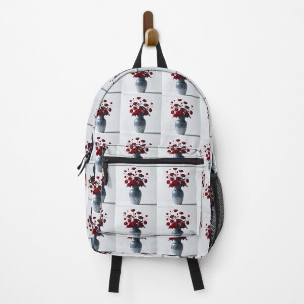 Item preview, Red Flowers in Patterned Vase, Modern Floral Art designed and sold by NarjaShop.