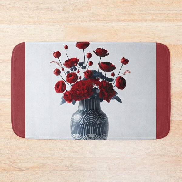 Item preview, Red Flowers in Patterned Vase, Modern Floral Art designed and sold by NarjaShop.