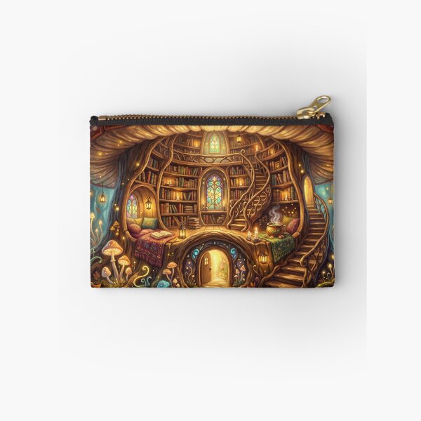 Item preview, Giant Mushroom Library | Whimsical Fantasy Cottagecore Book Art designed and sold by SebastianSpace.