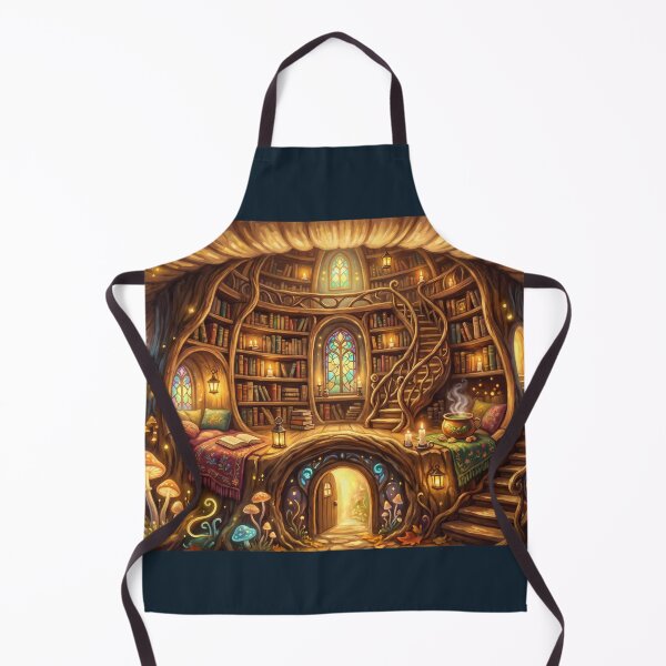 Item preview, Giant Mushroom Library | Whimsical Fantasy Cottagecore Book Art designed and sold by SebastianSpace.