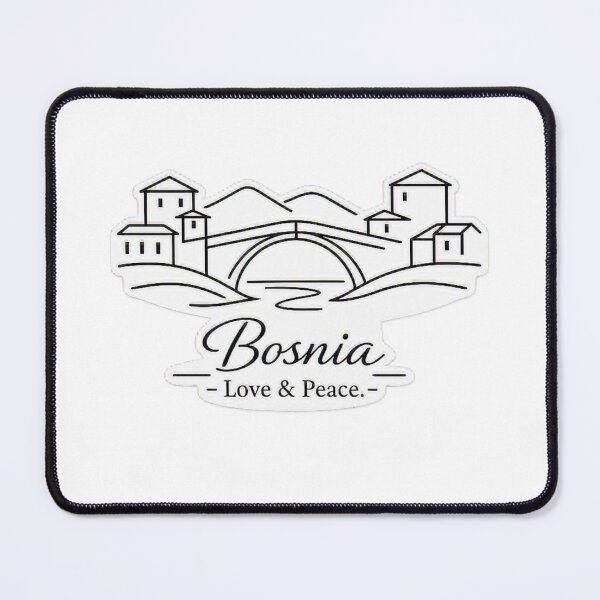 Item preview, Bosnia bridge in minimal art in black and white designed and sold by wallartofmio.