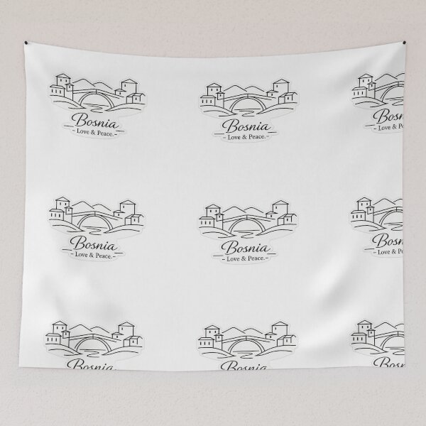 Item preview, Bosnia bridge in minimal art in black and white  designed and sold by wallartofmio.