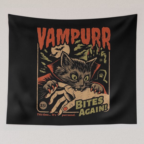 Item preview, Vampurr Bites Again Funny Cat Halloween Vintage designed and sold by Khescoiu.