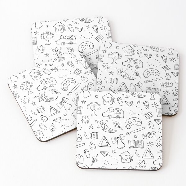 Item preview, Back to school black line hand drawn doodle seamless pattern designed and sold by OM-lova.