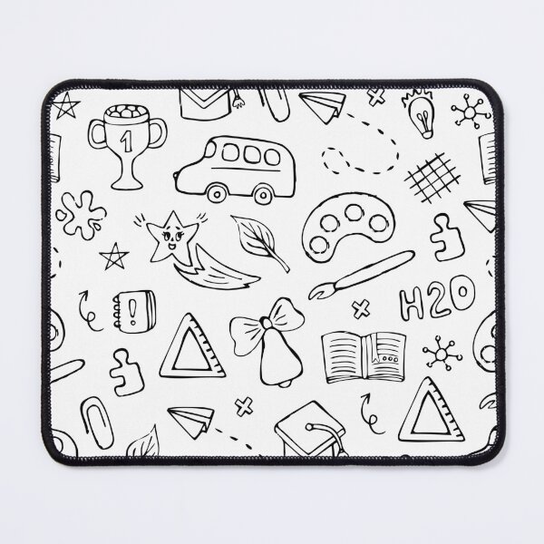 Item preview, Back to school black line hand drawn doodle seamless pattern designed and sold by OM-lova.