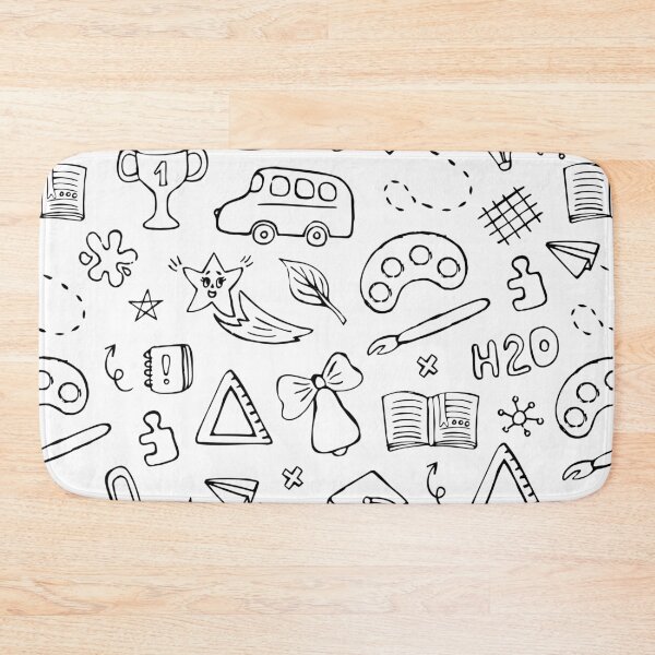 Item preview, Back to school black line hand drawn doodle seamless pattern designed and sold by OM-lova.