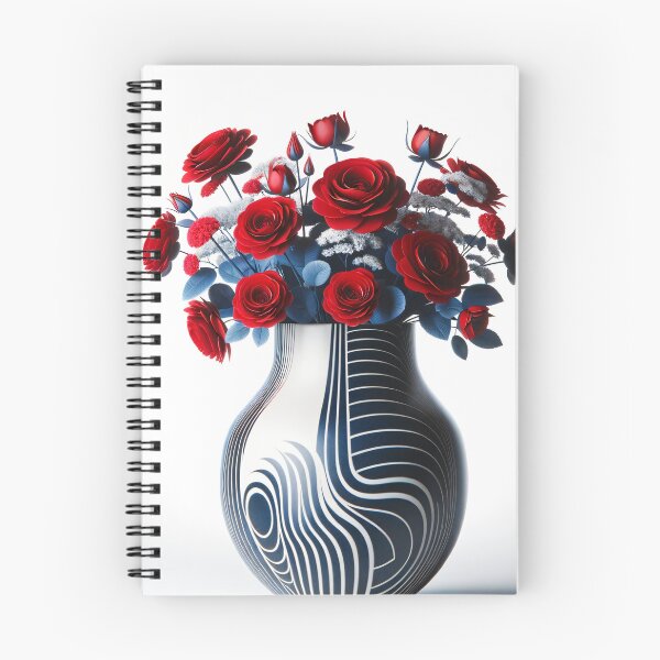 Item preview, Red Flowers in Patterned Vase, Modern Floral Art designed and sold by NarjaShop.