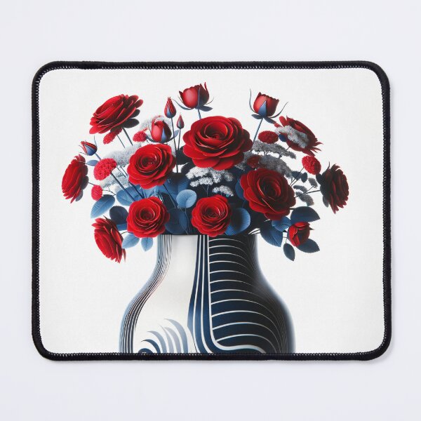 Item preview, Red Flowers in Patterned Vase, Modern Floral Art designed and sold by NarjaShop.