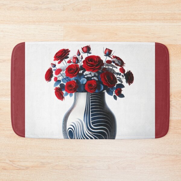 Item preview, Red Flowers in Patterned Vase, Modern Floral Art designed and sold by NarjaShop.