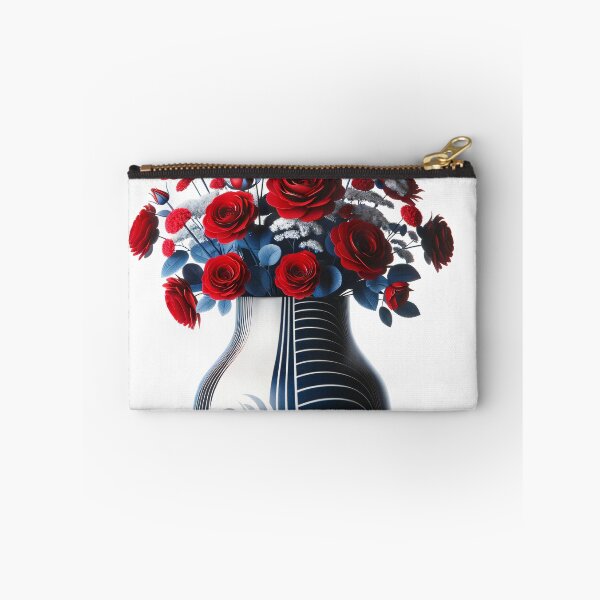 Item preview, Red Flowers in Patterned Vase, Modern Floral Art designed and sold by NarjaShop.