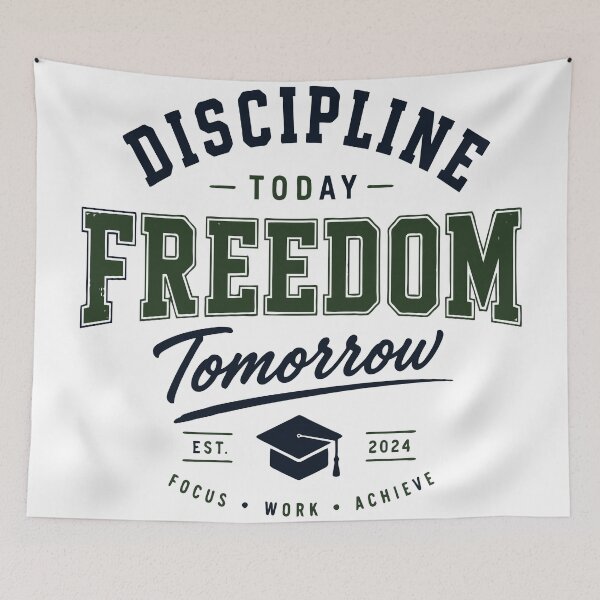 Item preview, Discipline Today Freedom Tomorrow Student Motivation Design designed and sold by Sunday.Supply.