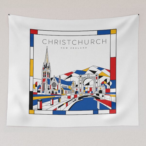 Item preview, Christchurch Mondrian style poster 3D designed and sold by CMYKStudio.
