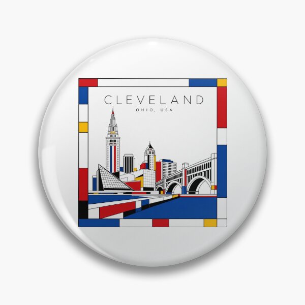 Item preview, Cleveland Mondrian style poster 3D designed and sold by CMYKStudio.