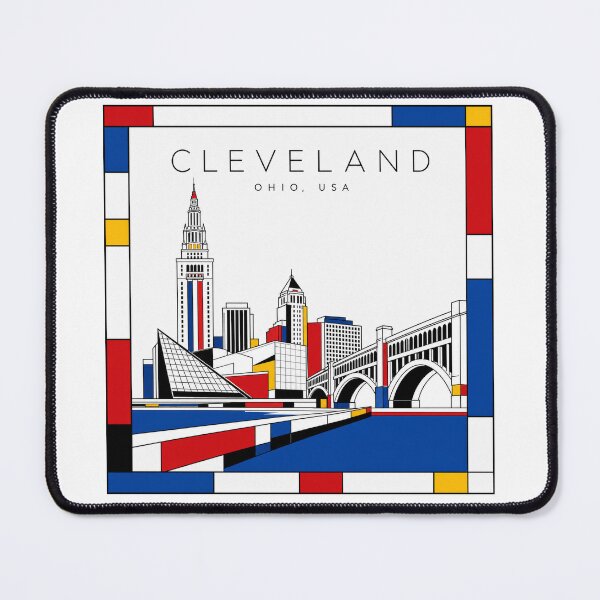 Item preview, Cleveland Mondrian style poster 3D designed and sold by CMYKStudio.