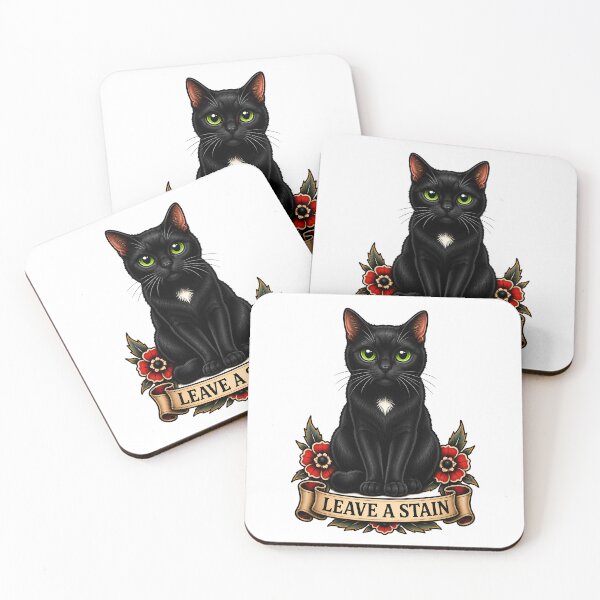 Item preview, Leave A Stain Black Cat Traditional Tattoo Art designed and sold by Old's Cool Cat Studio.
