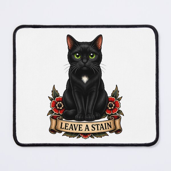 Item preview, Leave A Stain Black Cat Traditional Tattoo Art designed and sold by Old's Cool Cat Studio.