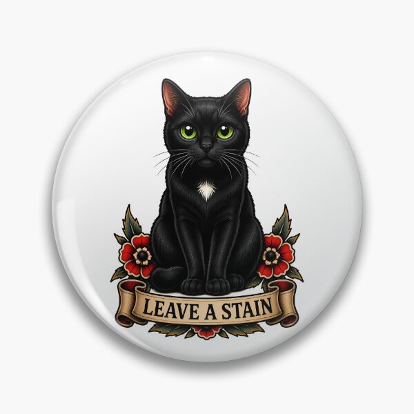 Item preview, Leave A Stain Black Cat Traditional Tattoo Art designed and sold by Old's Cool Cat Studio.