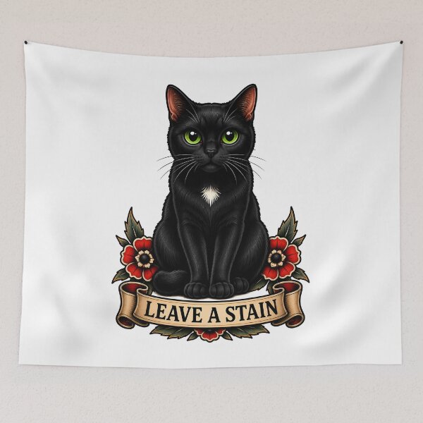 Item preview, Leave A Stain Black Cat Traditional Tattoo Art designed and sold by Old's Cool Cat Studio.