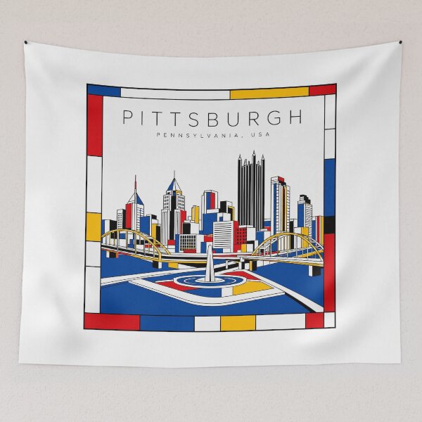 Item preview, Pittsburgh Mondrian style poster 3D designed and sold by CMYKStudio.