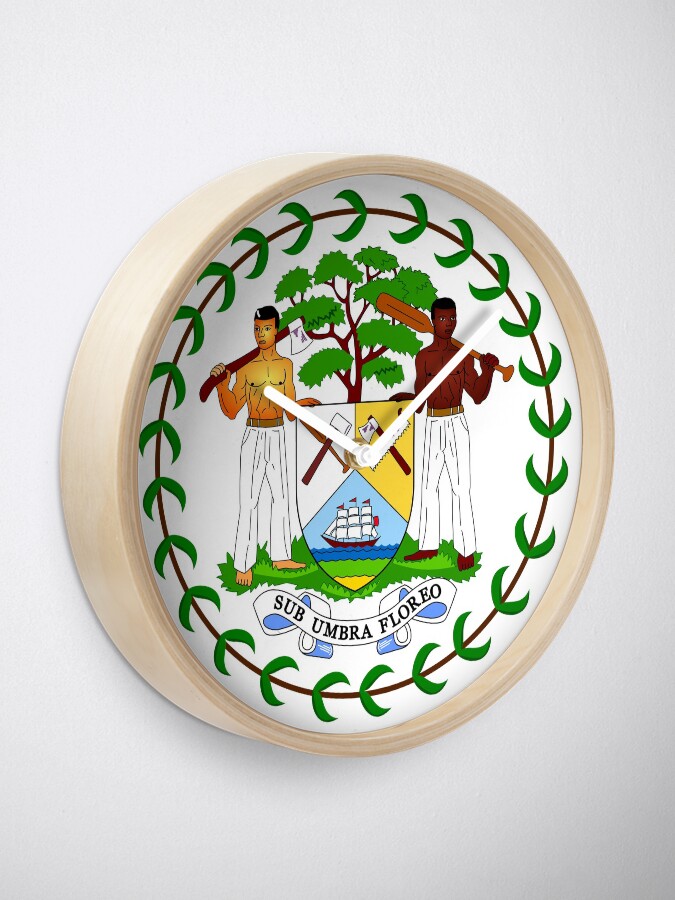 Alternate view of Coat of arms of Belize Clock
