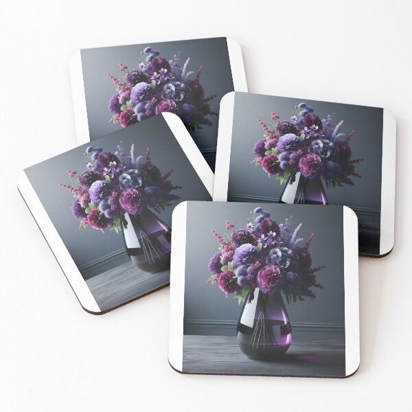 Item preview, Purple Floral Bouquet in Glass Vase, Moody Botanical Art designed and sold by NarjaShop.
