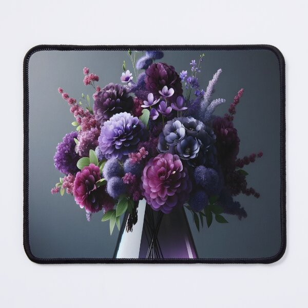 Item preview, Purple Floral Bouquet in Glass Vase, Moody Botanical Art designed and sold by NarjaShop.