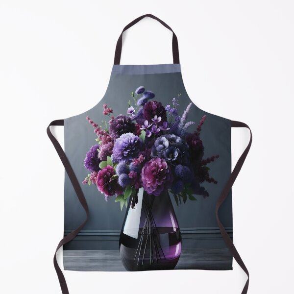 Item preview, Purple Floral Bouquet in Glass Vase, Moody Botanical Art designed and sold by NarjaShop.