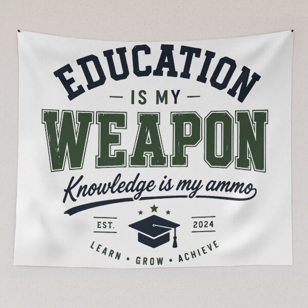 Item preview, Education Is My Weapon Knowledge Is My Ammo Student Design designed and sold by Sunday.Supply.
