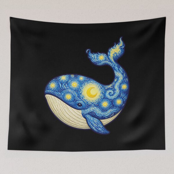 Item preview, Moby Dick Starry Night Whale - Celestial Blue Swirls designed and sold by Fenay Designs.