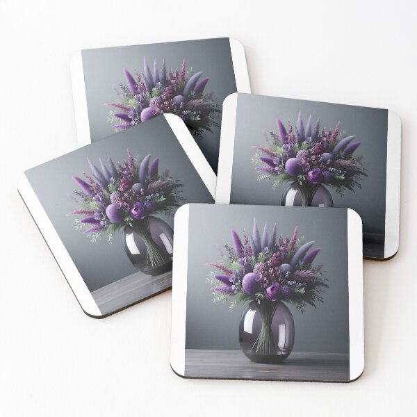 Item preview, Purple Floral Bouquet in Glass Vase, Moody Botanical Art designed and sold by NarjaShop.