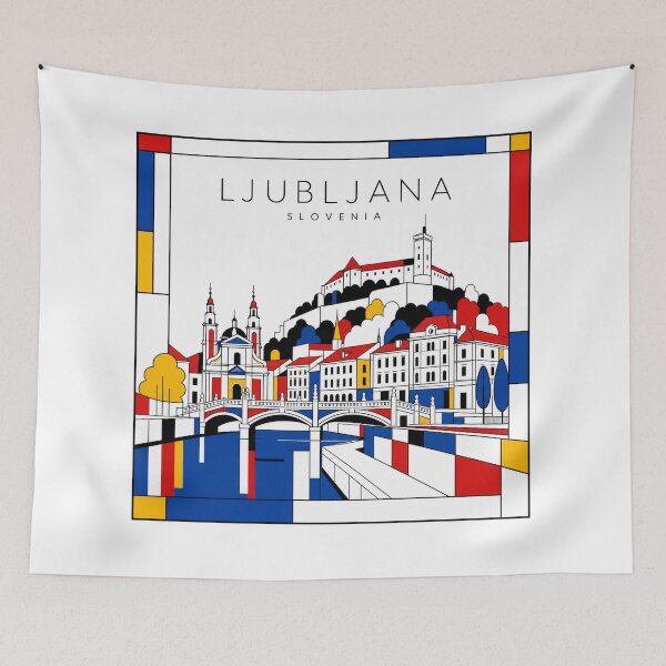 Item preview, Ljubljana Mondrian style poster 3D designed and sold by CMYKStudio.