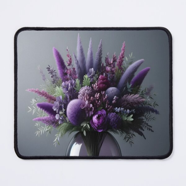 Item preview, Purple Floral Bouquet in Glass Vase, Moody Botanical Art designed and sold by NarjaShop.