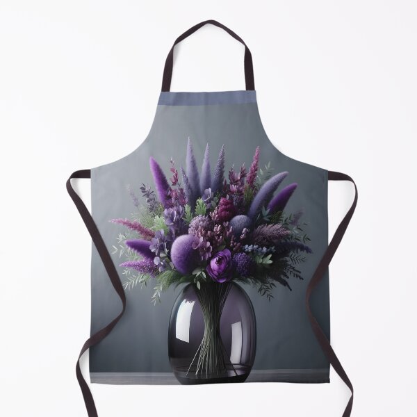 Item preview, Purple Floral Bouquet in Glass Vase, Moody Botanical Art designed and sold by NarjaShop.