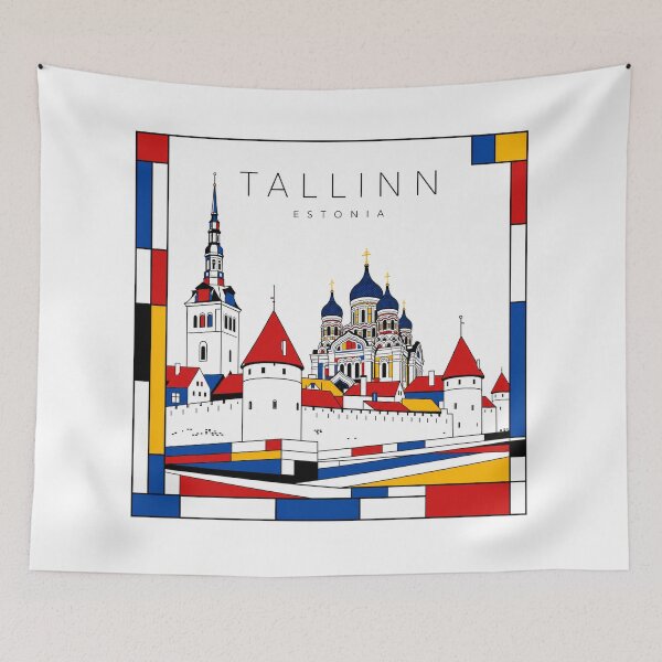 Item preview, Tallinn Mondrian style poster 3D designed and sold by CMYKStudio.