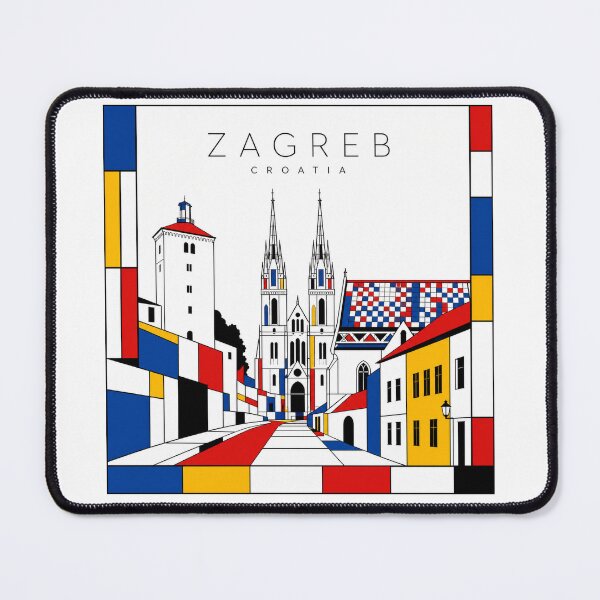 Item preview, Zagreb Mondrian style poster 3D designed and sold by CMYKStudio.