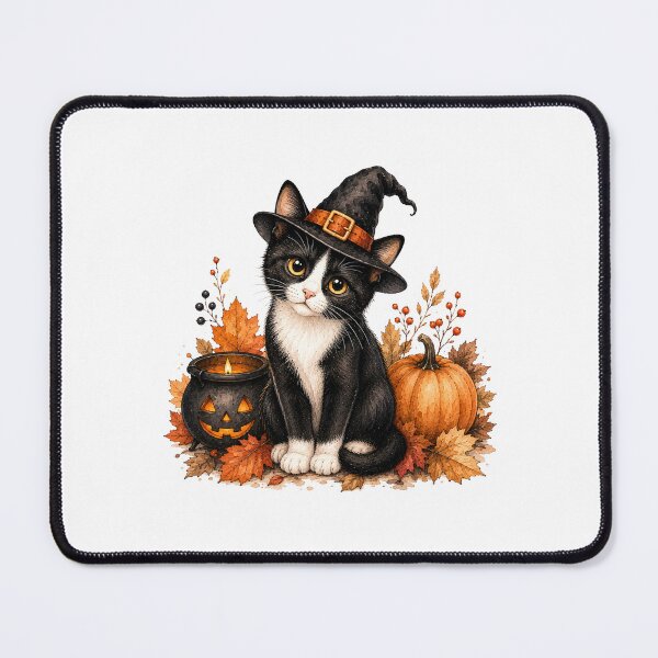 Item preview, Tuxedo Cat with a Tiny Witch Hat | Halloween Cat designed and sold by PAPIRO SIGLO XXI.