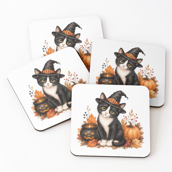 Item preview, Tuxedo Cat with a Tiny Witch Hat | Halloween Cat designed and sold by PAPIRO SIGLO XXI.