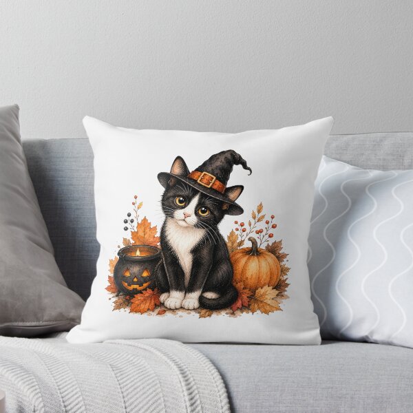 Item preview, Tuxedo Cat with a Tiny Witch Hat | Halloween Cat designed and sold by PAPIRO SIGLO XXI.