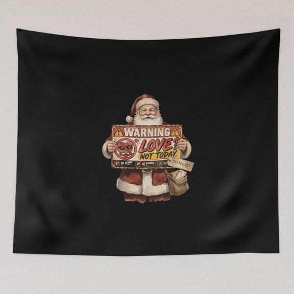 Item preview, Funny Santa Warning Love Not Today Vintage Watercolor designed and sold by Sitred123.