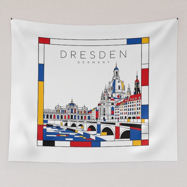 Item preview, Dresden Mondrian style poster 3D designed and sold by CMYKStudio.