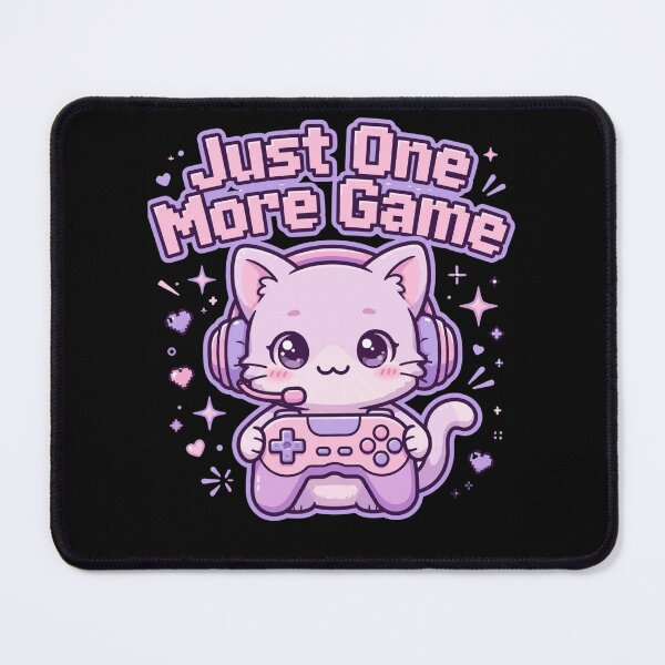 Item preview, Just One More Game - Cute Kawaii Gamer Cat with Headset designed and sold by Fulaly.