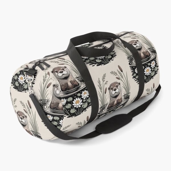 Item preview, River Otter & Water Lilies Illustration designed and sold by NuvoraNest.