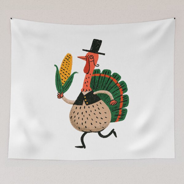 Item preview, Funny Thanksgiving Turkey with Corn – Quirky Fall Illustration designed and sold by Ramona-Gliga.
