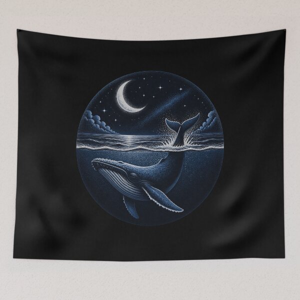 Item preview, Moby Dick Moonlit Whale - Above and Below the Waves designed and sold by Fenay Designs.