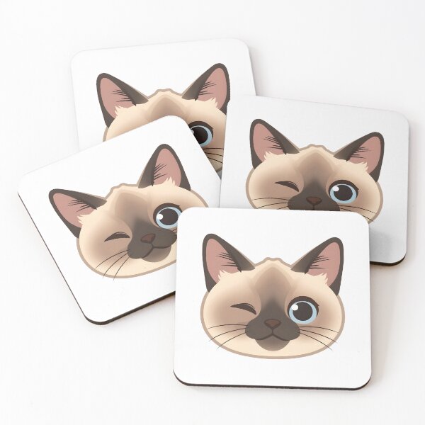 Aperçu de l'œuvre Winking Siamese Cat Face Sticker | Playful Cute Cat Design créée et vendue par VINTOR-.