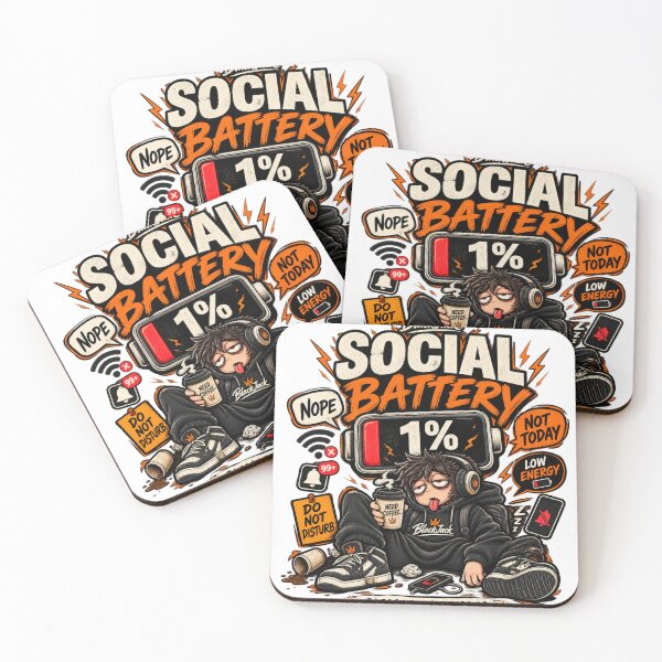 Item preview, Social Battery 1% – Funny Introvert Do Not Disturb T-Shirt Design designed and sold by familysteven.