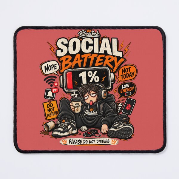 Item preview, Social Battery 1% – Funny Introvert Do Not Disturb T-Shirt Design designed and sold by familysteven.
