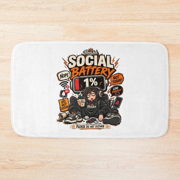 Item preview, Social Battery 1% – Funny Introvert Do Not Disturb T-Shirt Design designed and sold by familysteven.