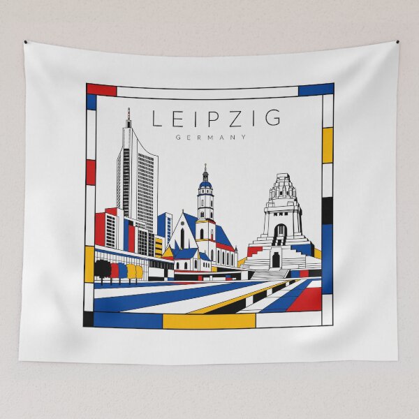 Item preview, Leipzig Mondrian style poster 3D designed and sold by CMYKStudio.