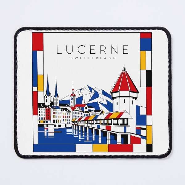 Item preview, Lucerne Mondrian style poster 3D designed and sold by CMYKStudio.